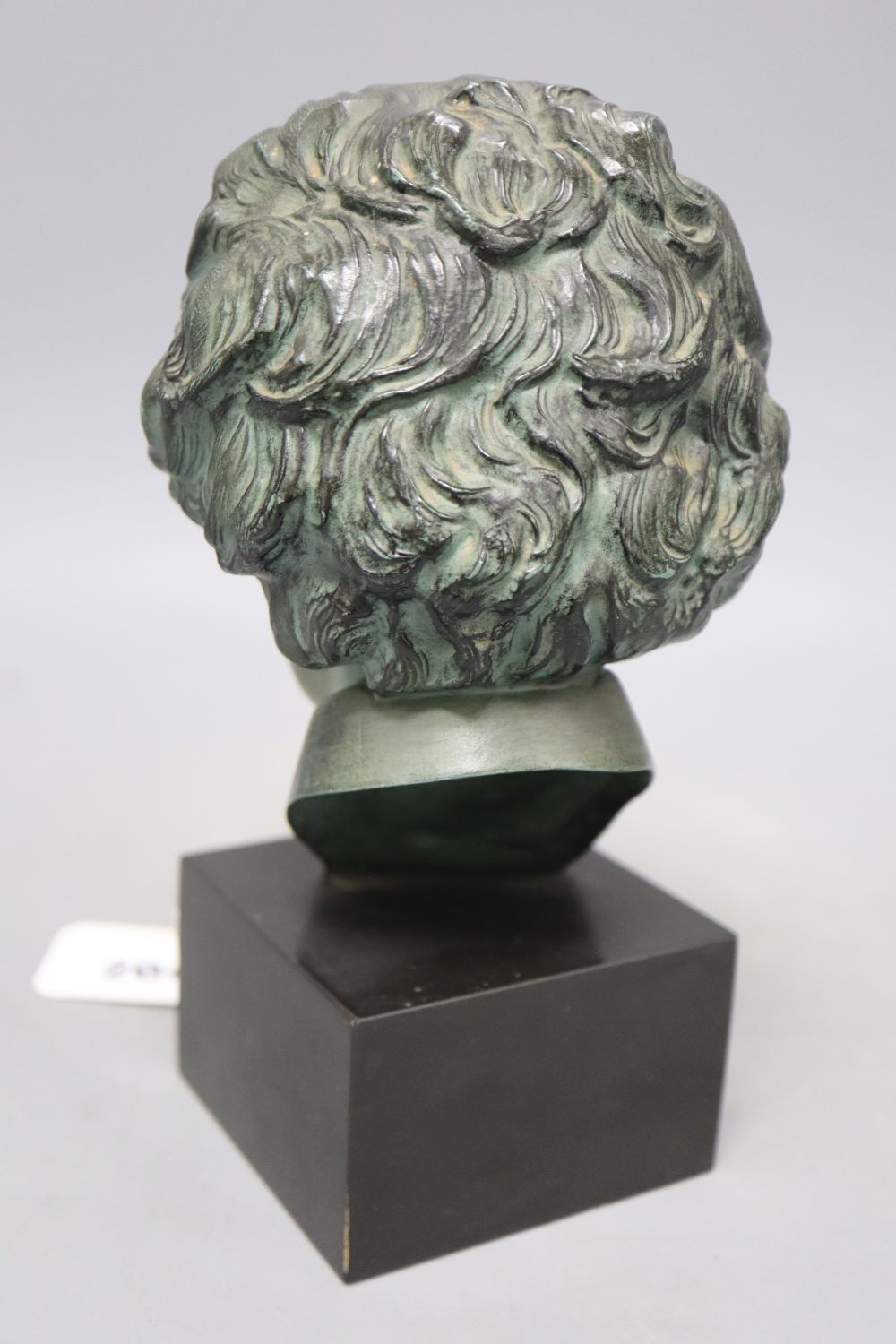 A bronzed metal bust of Beethoven, height 20cm
